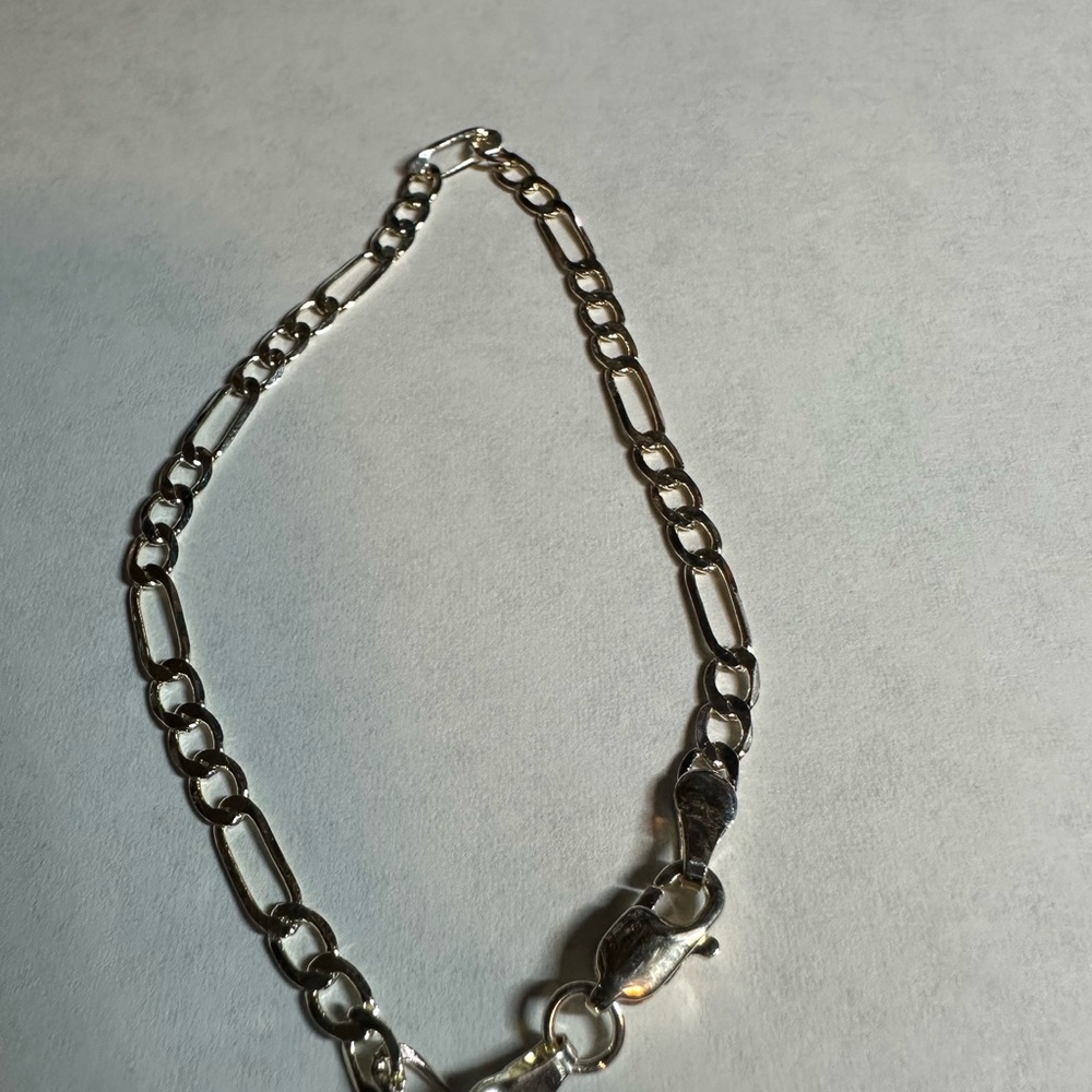 Figaro Style Silver Chain Bracelet